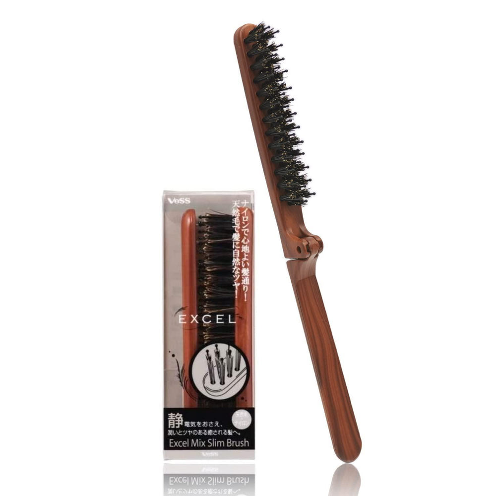 VESS Excel Mix Slim Brush EXC-630 日本19 厘米天然猪鬃折叠发梳