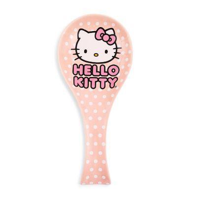 Hello Kitty Bow And Dots Ceramic Spoon Rest W Handle 凯蒂猫蝴蝶结圆点陶瓷带柄勺