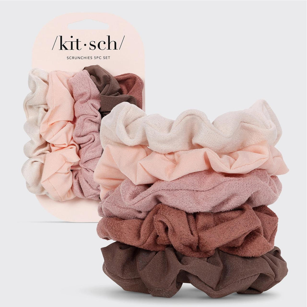 Kitsch Assored Textured Scrunchies 5pc Set 女士各式纹理发圈5件装