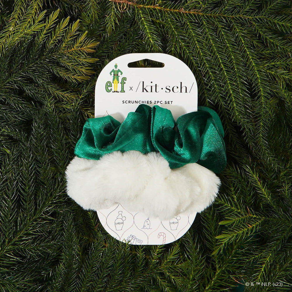 
                      
                        Kitsch Elf Scrunchies 2pc White & Green 人造毛皮和天鹅绒发圈 2件（绿色和白色）
                      
                    