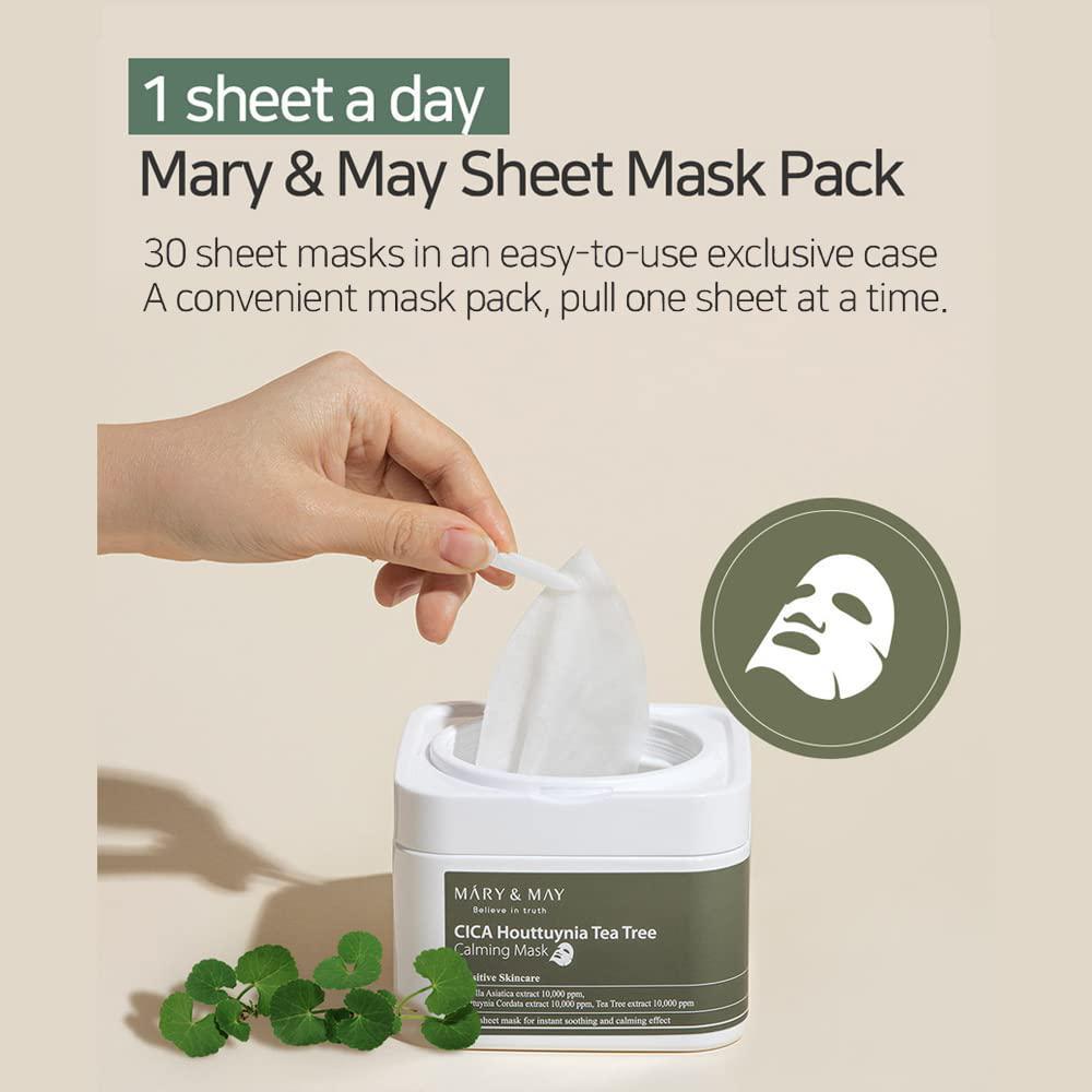 
                      
                        Mary&May Cica Houttuynia Cordata Tea Tree Calming Mask Pack 媄茵雅鱼腥草茶树舒缓面膜 30 sheets
                      
                    