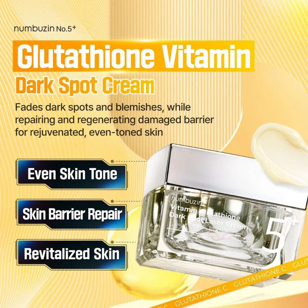 
                      
                        Numbuzin No.5 Vitamin Glutathione Dark Spot Laser Cream 韩国NumbuzinNo.5维生素谷胱甘肽淡斑激光面霜 50mL
                      
                    