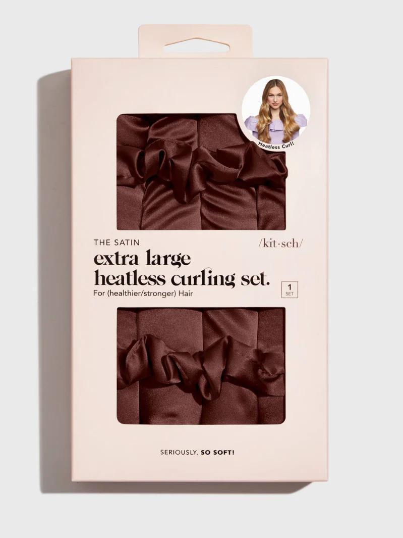 Kitsch Satin XL Heatless Curling Set in Chocolate 夜间无热巧克力色卷发套装