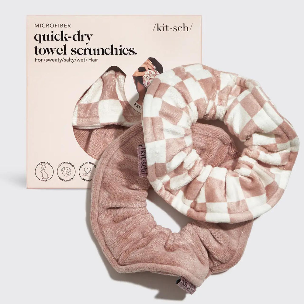 Kitsch Microfiber Quick-Dry Towel Scrunchie 女士超柔软超细纤维大发带2条装