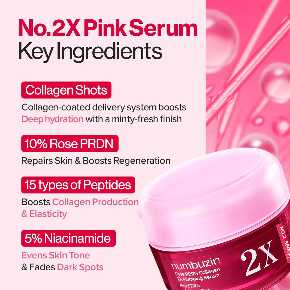 
                      
                        Numbuzin No.2 Rose PDRN Collagen 2X Plumping Serum 韩国Numbuzin数字2号玫瑰PDRN胶原蛋白2倍水润保湿精华 30mL
                      
                    