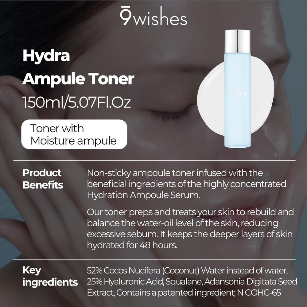 
                      
                        9wishes Hydra Ampule Coconut Water & Hyaluronic Acid Face Toner 娜薇诗水氧保湿爽肤水 150mL
                      
                    