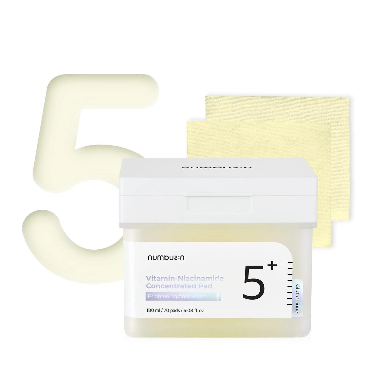 numbuzin glutathione pad No.5 Vitamin Niacinamide Concentrated waterbased solution to deliver actives evenly across the skin surface numbuzin No.5 180ml