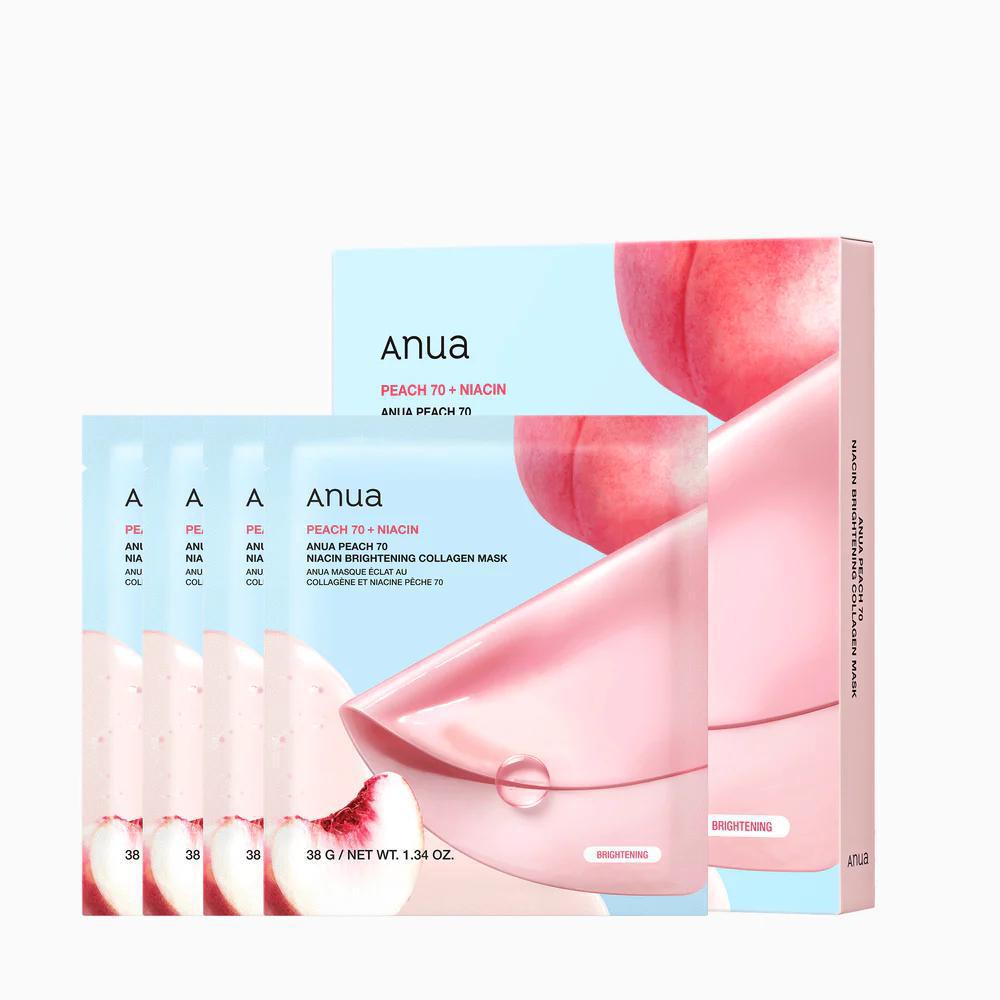 ANUA Peach 70 Niacin Brightening Collagen Mask 韩国ANUA桃子胶原蛋白面膜 4ea
