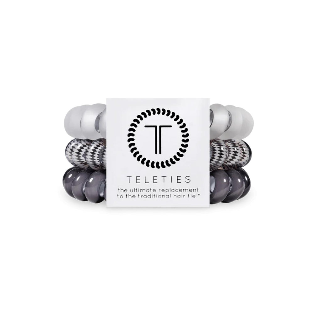 TELETIES Spiral Hair Coil Silver Flames Hair Ties 银色火焰螺旋电话线发圈