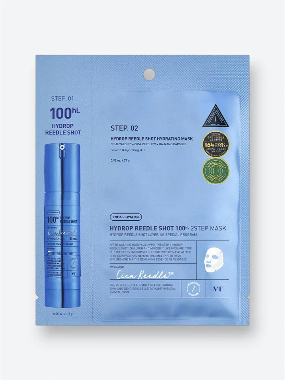 VT COSMETICS Hydrop Reedle Shot 100hL 2 Step Mask in Bulk 薇缔玻尿酸补水两部曲精华面膜