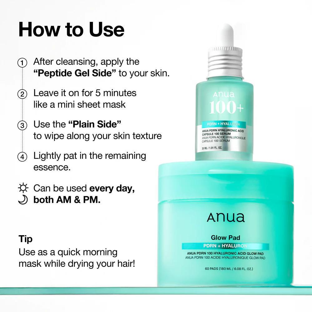 
                      
                        ANUA PDRN 100 Hyaluronic Acid Glow Pad 韩国ANUA100补水保湿爽肤片 180mL
                      
                    