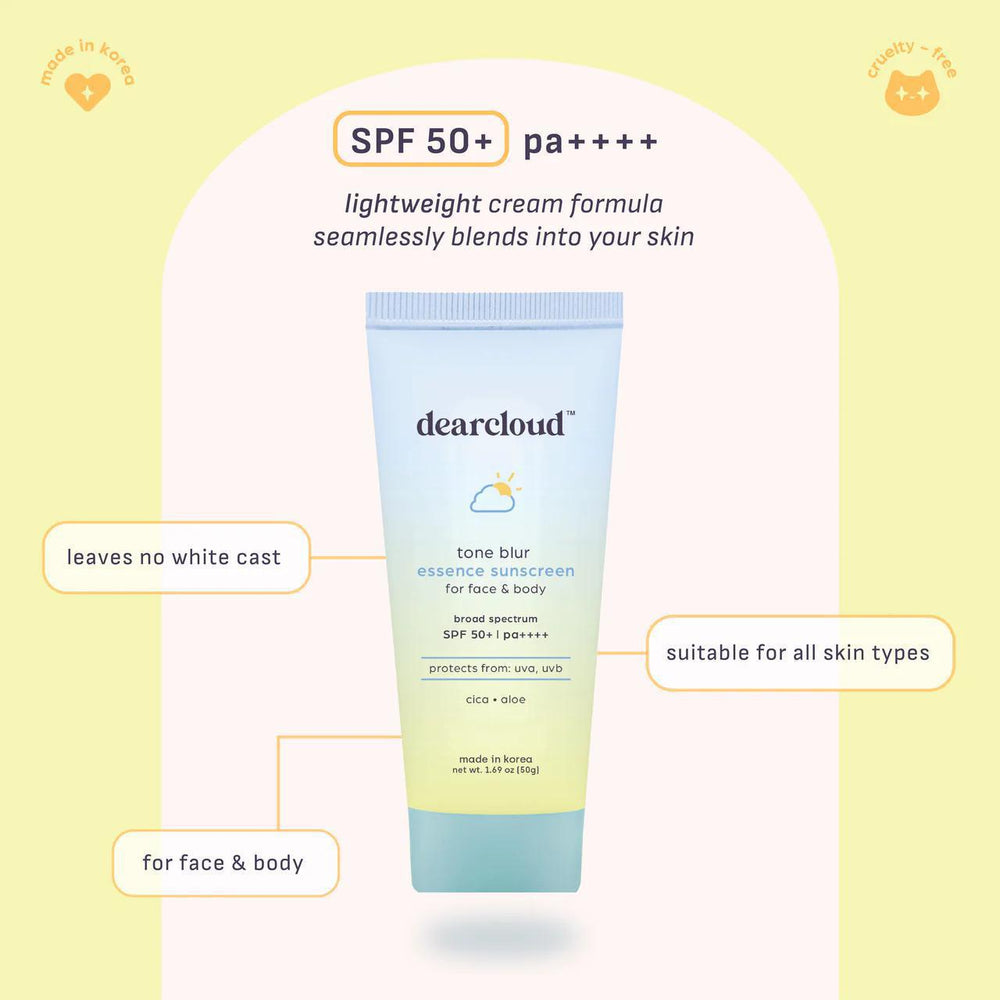 
                      
                        Dearcloud Tone Blur Essence Sunscreen 韩国Dearcloud柔肤精华防晒霜 SPF50+ PA++++
                      
                    