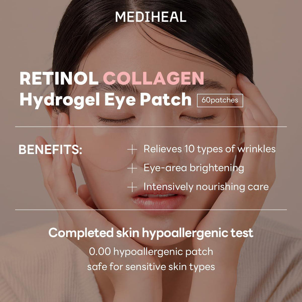 
                      
                        Mediheal Retinol Collagen Eye Ampoule Spot Patch 美迪惠尔视黄醇胶原蛋白保湿抗衰眼膜 60pcs
                      
                    