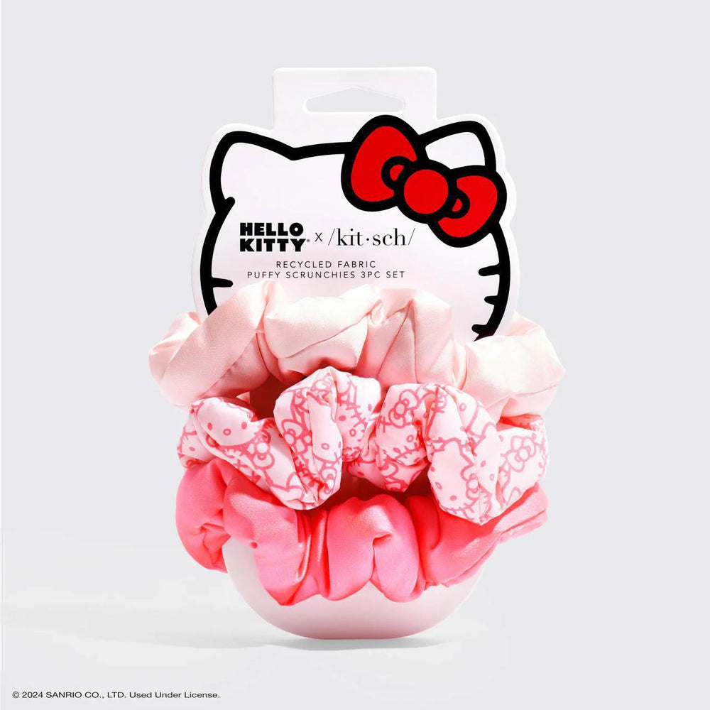 kitsch x Hello Kitty Recycled Fabric Pufty Scrunchies 3pc set 凯蒂猫联名柔软蓬松发圈 3件套