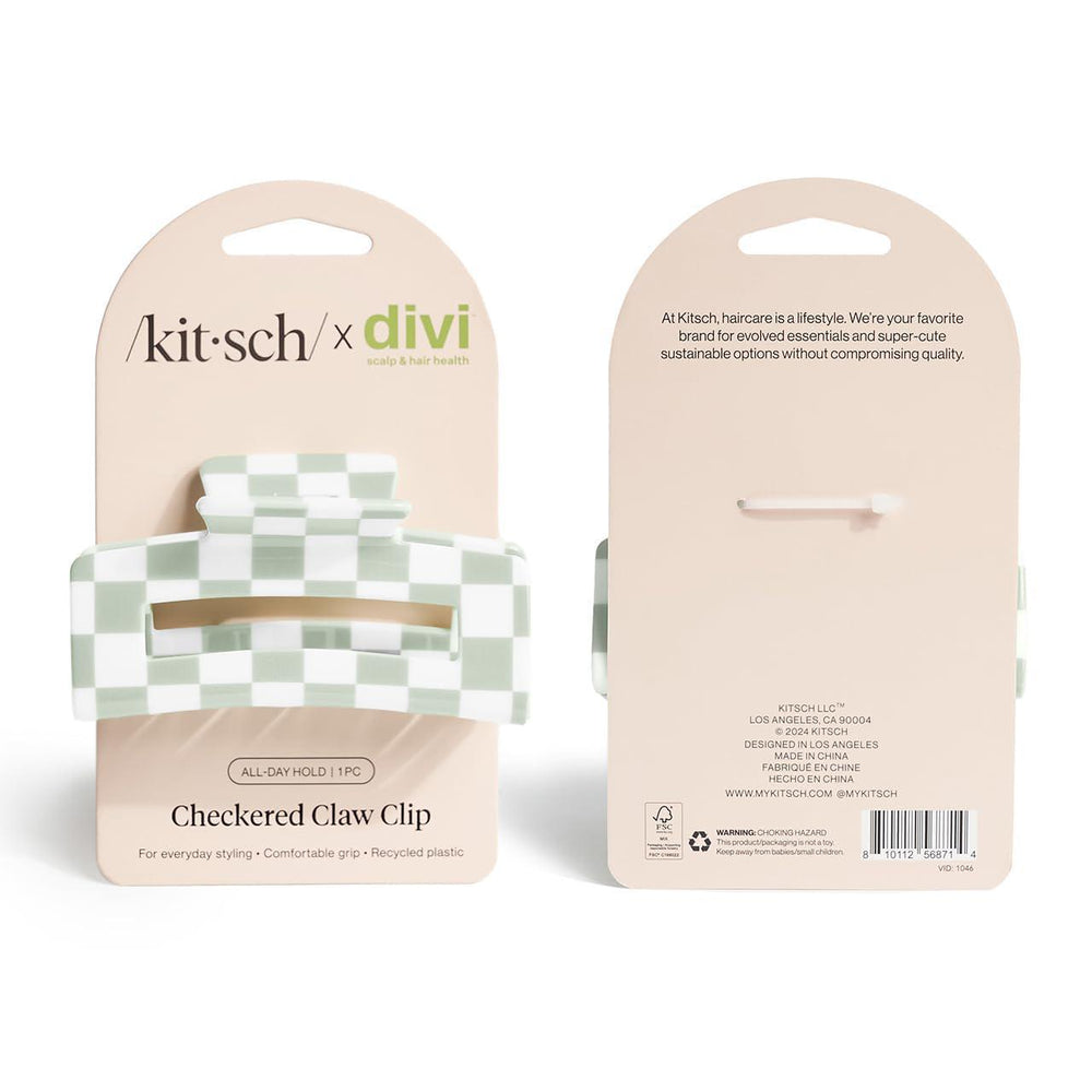 
                      
                        Kitsch X Divi Recycled Plastic Checkered Claw Clip 1pc 女士浓密塑料发夹 1件
                      
                    