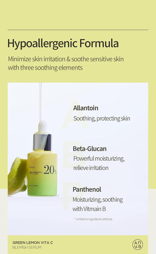 
                      
                        ANUA Green Lemon Vitamin C Blemish Serum 韩国ANUA青柠檬维生素C祛痘精华 20mL
                      
                    