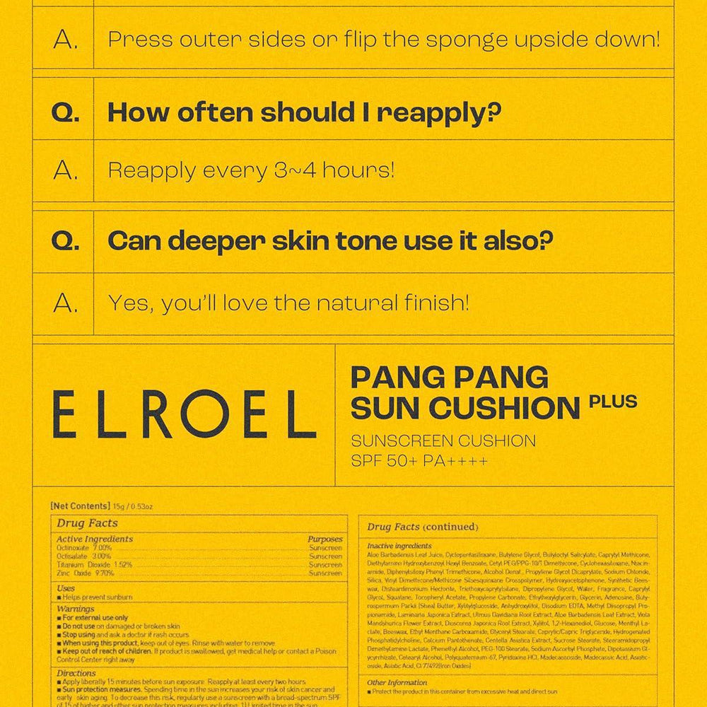 
                      
                        ELROEL Pang Pang Cushion Plus 韩国ELROEL防晒气垫 SPF50+ PA++++
                      
                    