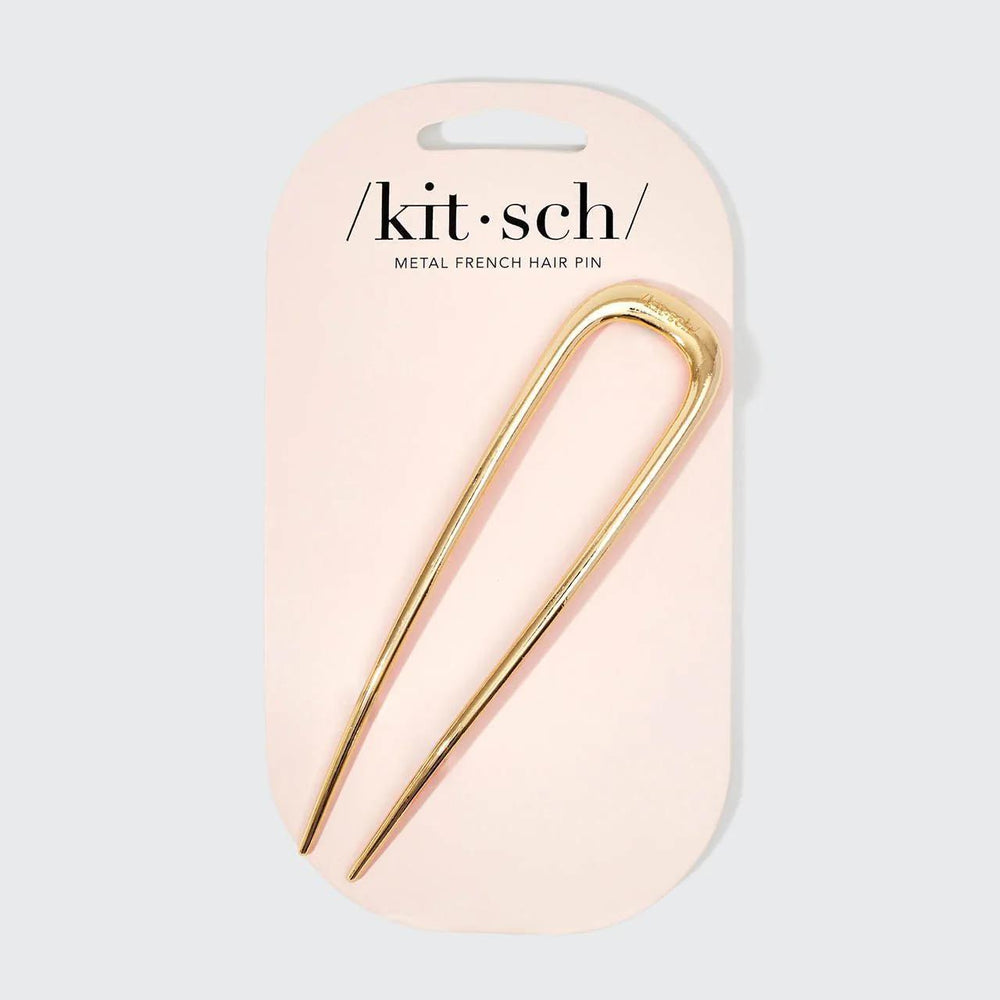 
                      
                        Kitsch Metal French Hair Pin 1pc - Gold 法式金属金色发夹
                      
                    