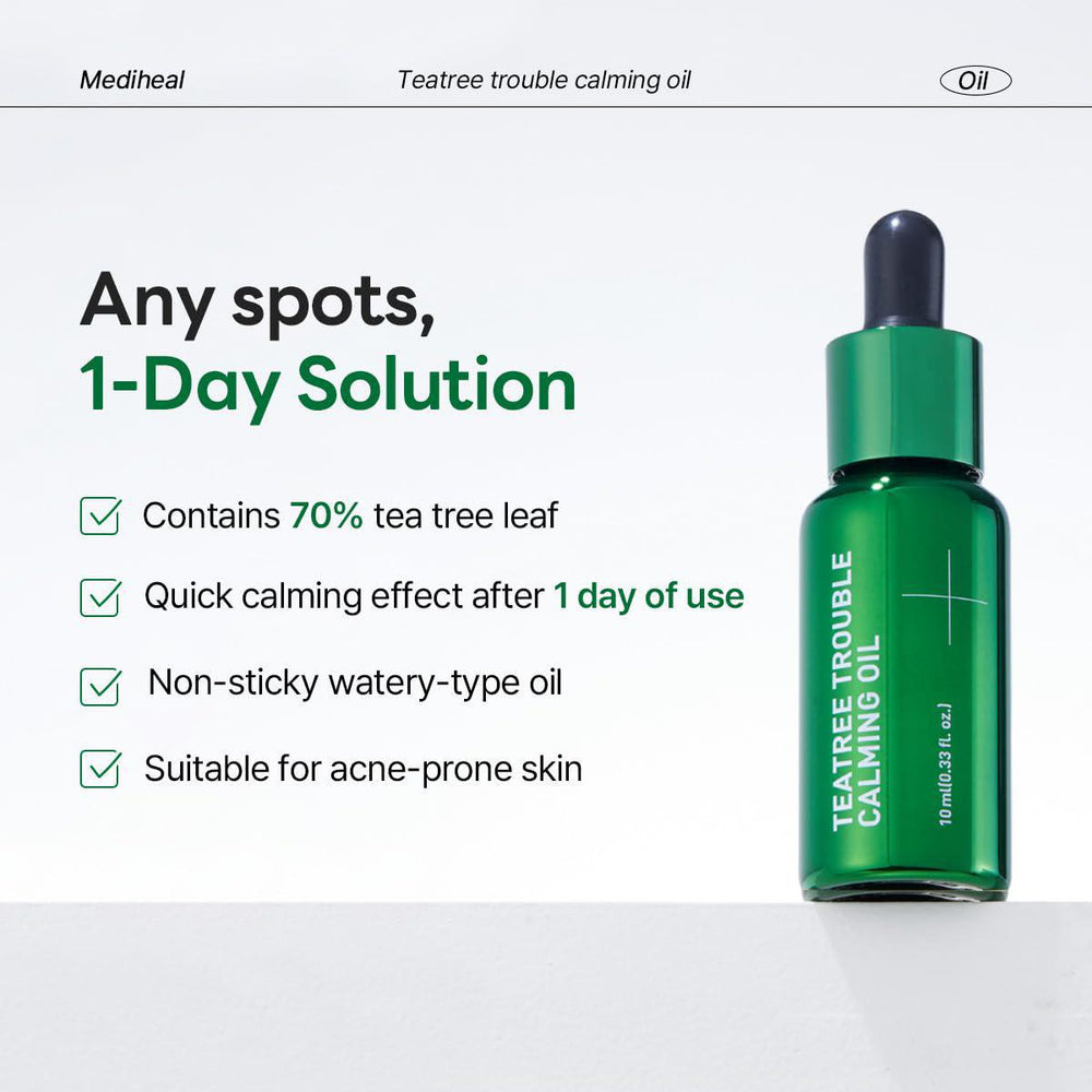 
                      
                        Mediheal Teatree Trouble Calming Oil 美迪惠尔茶树舒缓抗痘精华 10mL
                      
                    