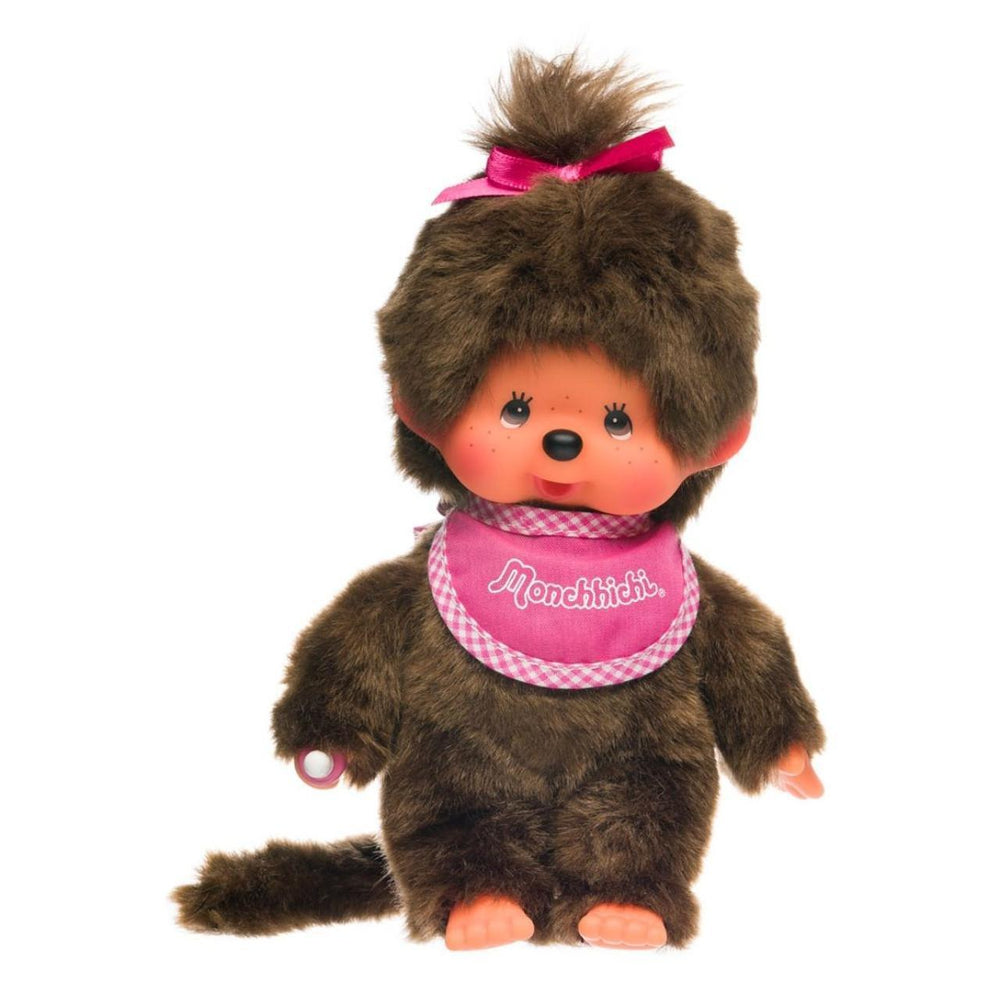 Monchhichi Classic Girl With A Pink Bib 蒙奇奇经典标准女孩粉色围兜毛绒玩具