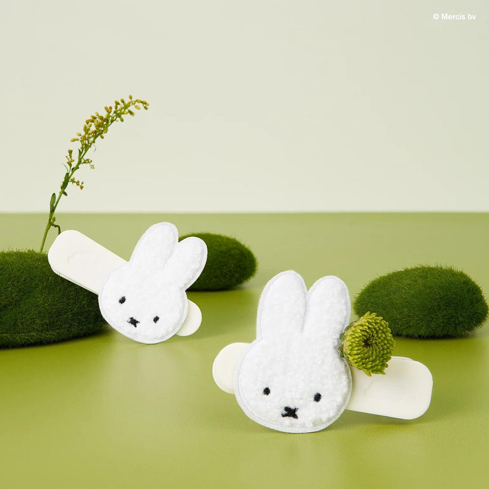 Dearcloud Miffy No Crease Styling Clips - Curiously Cute 米菲无折痕造型毛绒发夹 2pcs