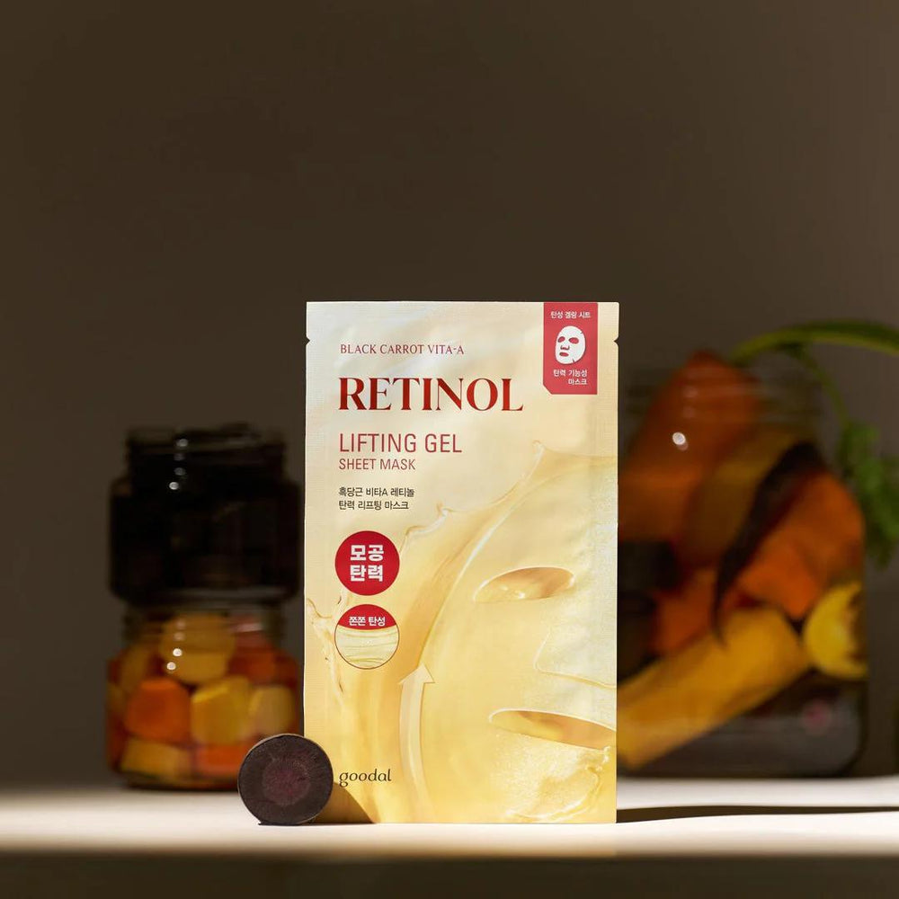 
                      
                        Goodal Black Carrot Vita-A Retinol Lifting Gel Sheet Mask 果达儿黑胡萝卜维他命A视黄醇提拉紧致凝胶面膜 4EA
                      
                    