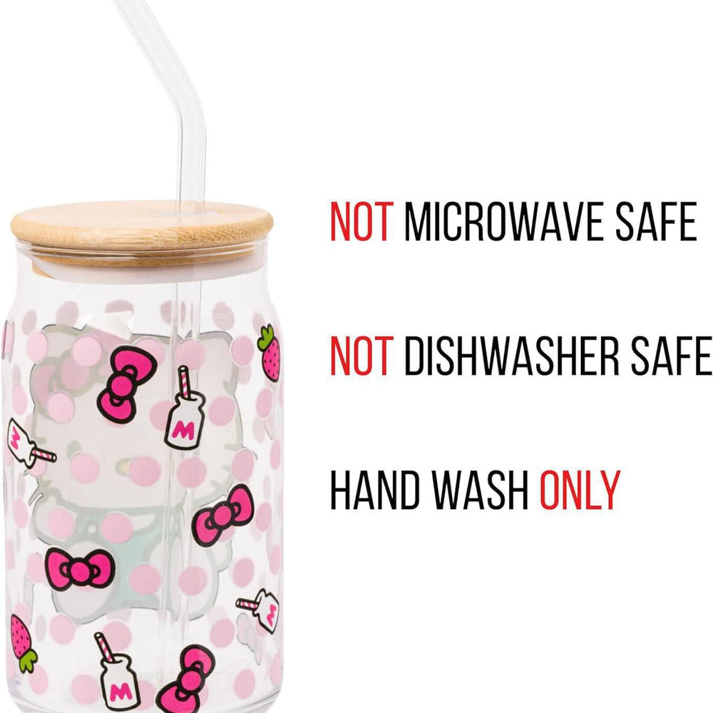
                      
                        Hello Kitty Pink Dots 16oz Glass Tumbler w/ Bamboo Lid 凯蒂猫粉色圆点蝴蝶结玻璃杯（带竹盖和玻璃吸管）
                      
                    