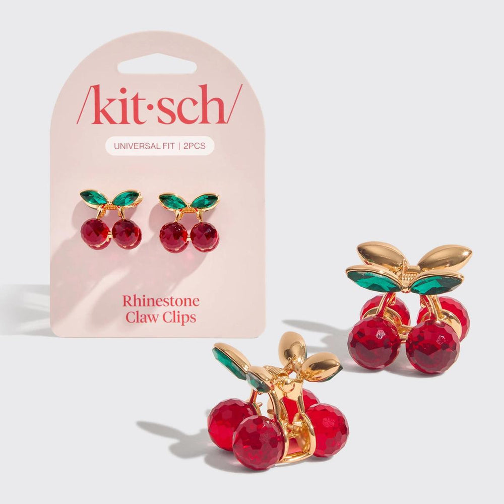 Kitsch Mini Rhinestone Claw Clips 2pc Set 樱桃迷你水钻爪夹2件套