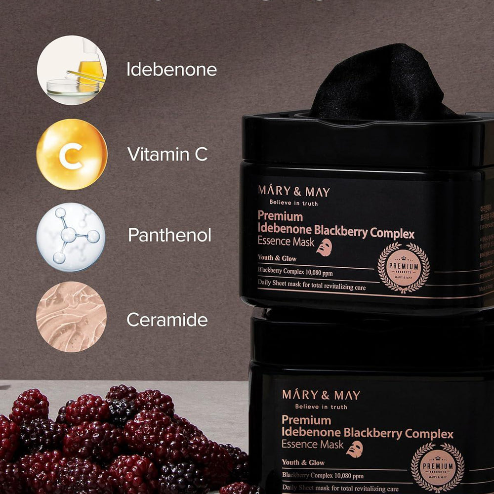 
                      
                        Mary&May Premium Idebenone Blackberry Complex Essence Mask 媄茵雅黑莓复合精华面膜 2oea
                      
                    