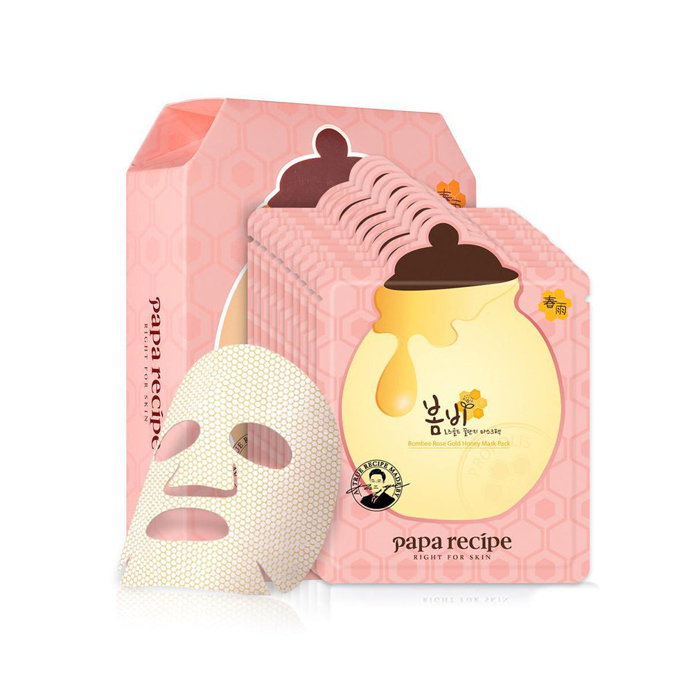 PAPA RECIPE BOMBEE ROSE GOLD MASK 10pcs 春雨玫瑰金蜂巢面膜（粉色）10片