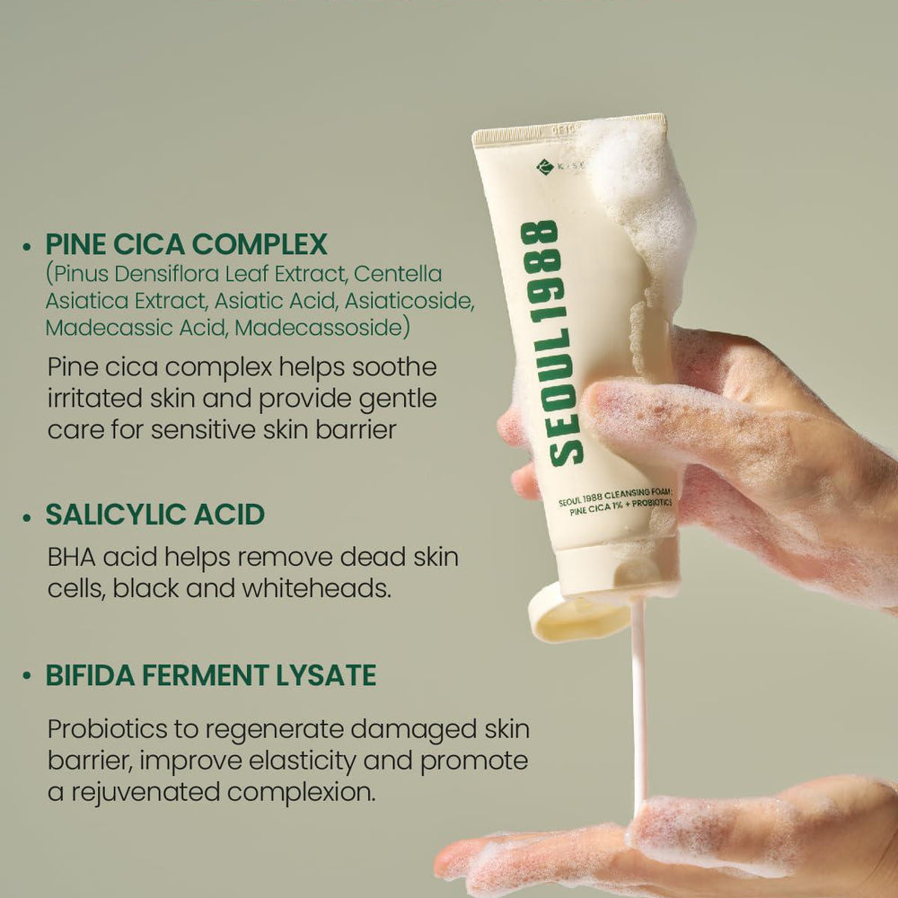 
                      
                        K-SECRET SEOUL 1988 Cleansing Foam - Pine Cica 1% + Probiotics 韩国K-SECRET1988毛孔清洁1%松树积雪草+益生菌 150mL
                      
                    