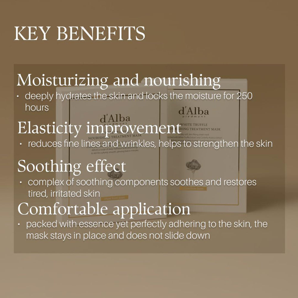 
                      
                        D'Alba White Truffle Nourishing Treatment Mask 黛尔珀白松露滋养护理面膜 5ea
                      
                    