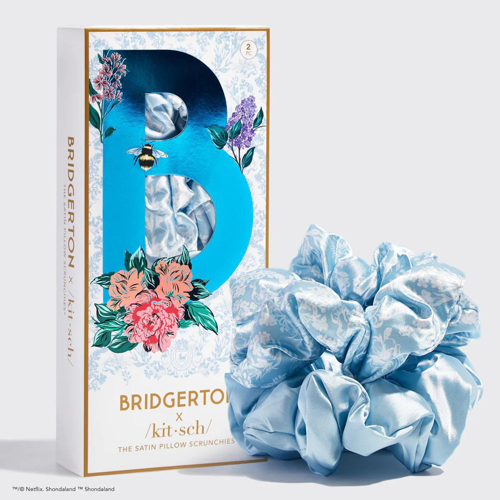 Kitsch X Bridgerton Satin Pillow Scrunchies / Toile De Blue 缎面枕头发圈