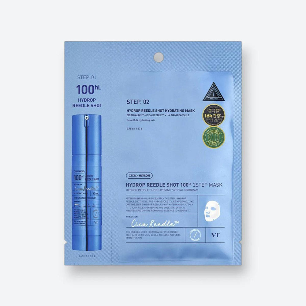VT COSMETICS Hydrop Reedle Shot 100hL 2 Step Mask In Bulk 薇缔玻尿酸补水两部曲精华面膜