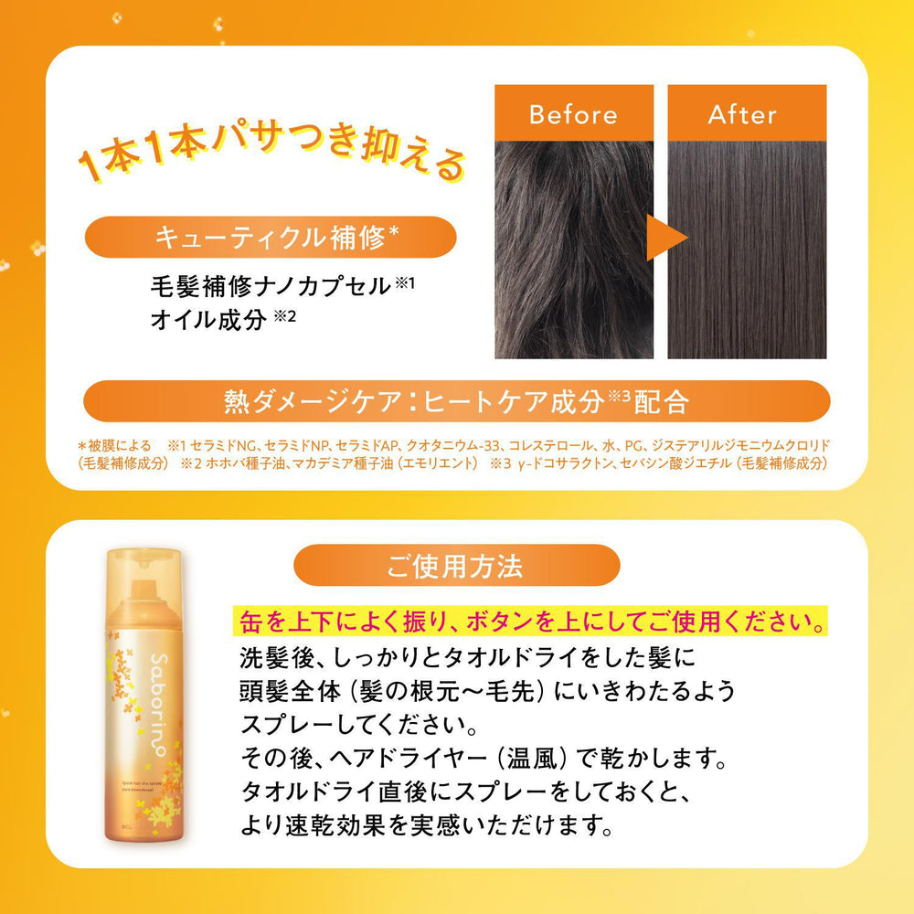 
                      
                        BCL Saborino Quick Hair Dry Spray 碧芯珞定型速干喷雾
                      
                    