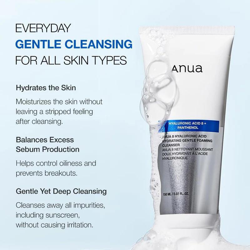 
                      
                        ANUA 8 Hyaluronic Acid Hydrating Gentle Foaming Cleanser 安宇安收缩毛孔温和保湿泡沫洁面乳 150ml
                      
                    