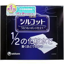 Unicharm Silcot Uruuru Slonge Facial Cotton 40 Sheets 尤妮佳1/2省水化妆棉 湿敷超省水 40枚