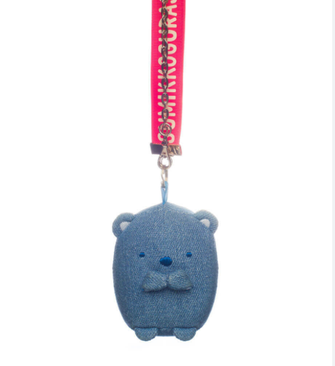 San-X Denim Shirokuma Keychain 原创白熊牛仔布 4 英寸毛绒钥匙扣