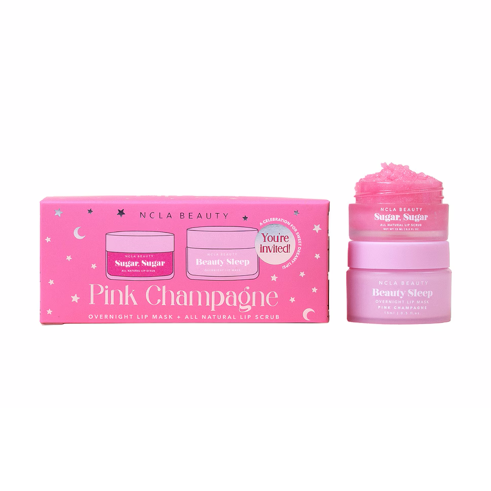 NCLA Beauty Slumber Party Lip Treatment Gift Set Pink Champagne 睡衣派对唇部护理礼品套装粉红香槟色