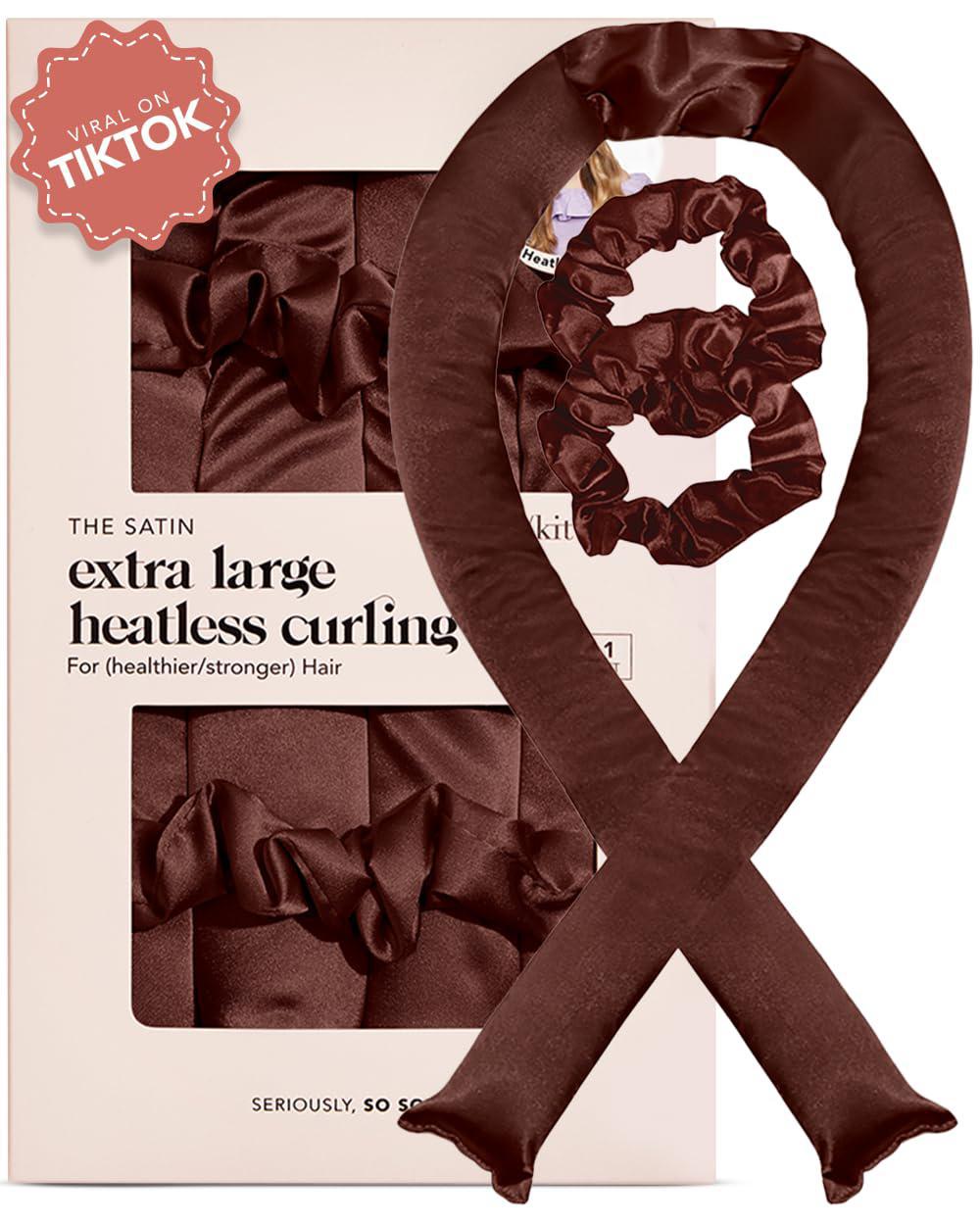 Kitsch Satin XL Heatless Curling Set in Chocolate 夜间无热巧克力色