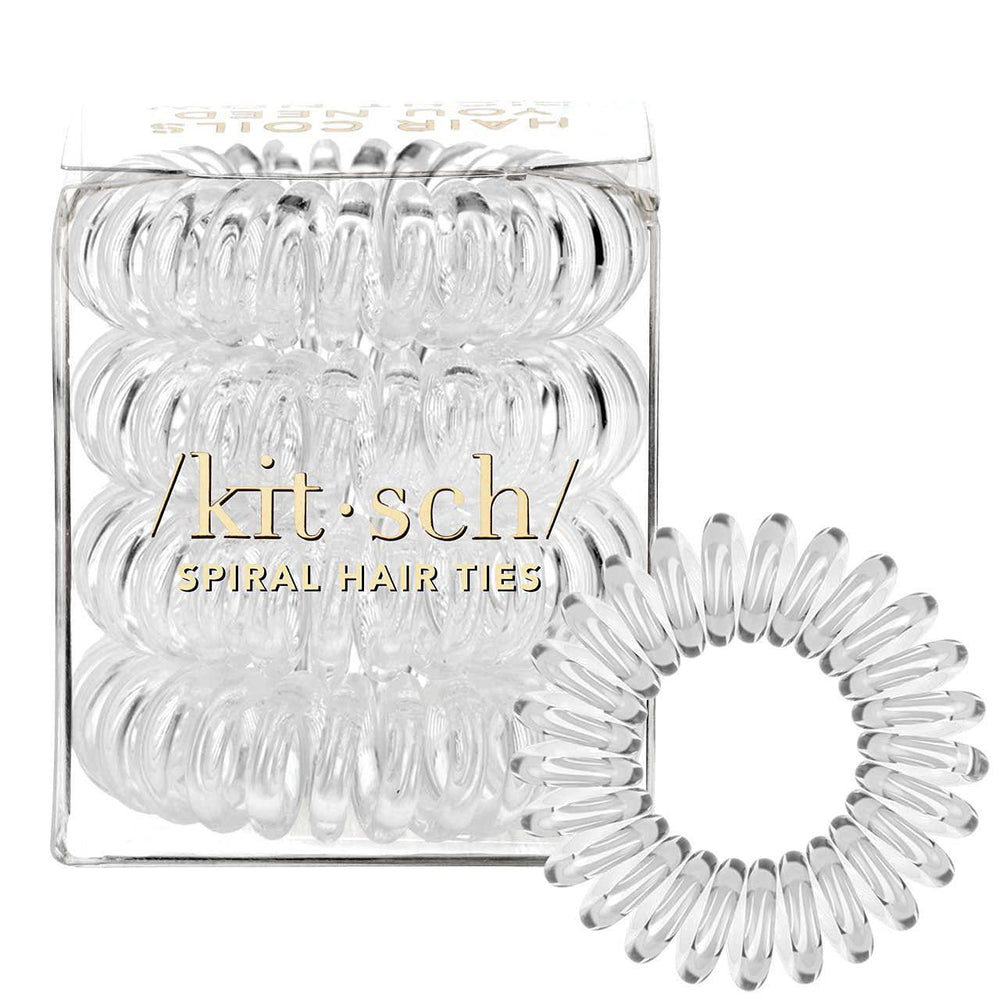 Kitsch Spiral Hair Ties 4 Pack - Clear 螺旋电话线发圈4件装-透明款