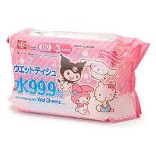 LEC LEC SANRIO CHARACTERS WET TISSUE 80SHEETS×3 日本LEC 99.9%纯水湿巾补充装