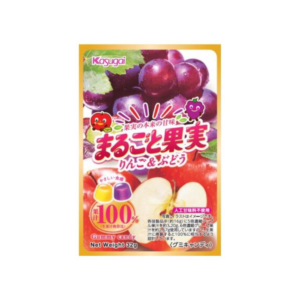 KASUGAI WHOLE FRUIT JUICE GUMMY (APPLE & GRAPE) 春日井100%果汁软糖 （苹果+紫葡萄）